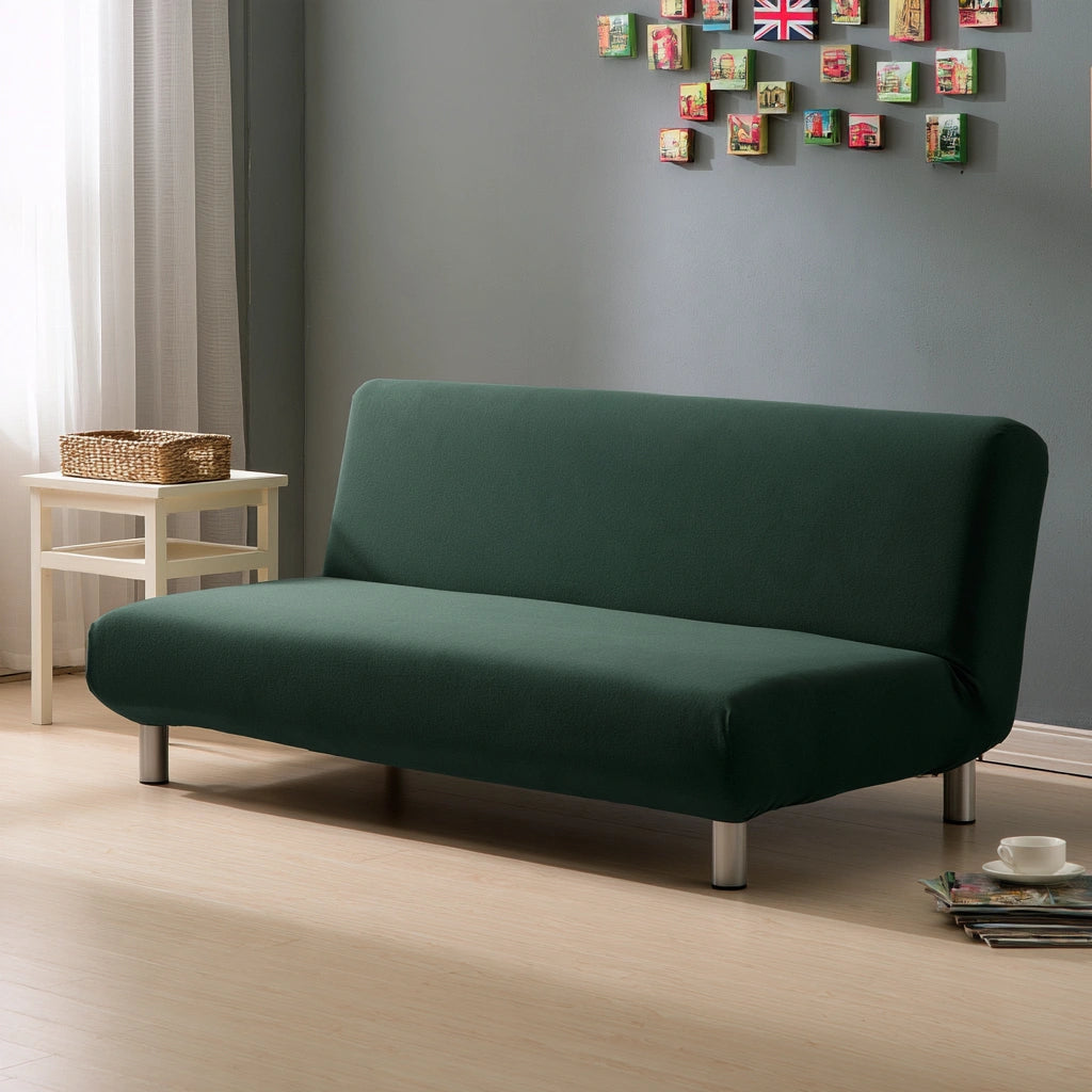 Divano contemporaneo dalle linee essenziali, colore verde scuro