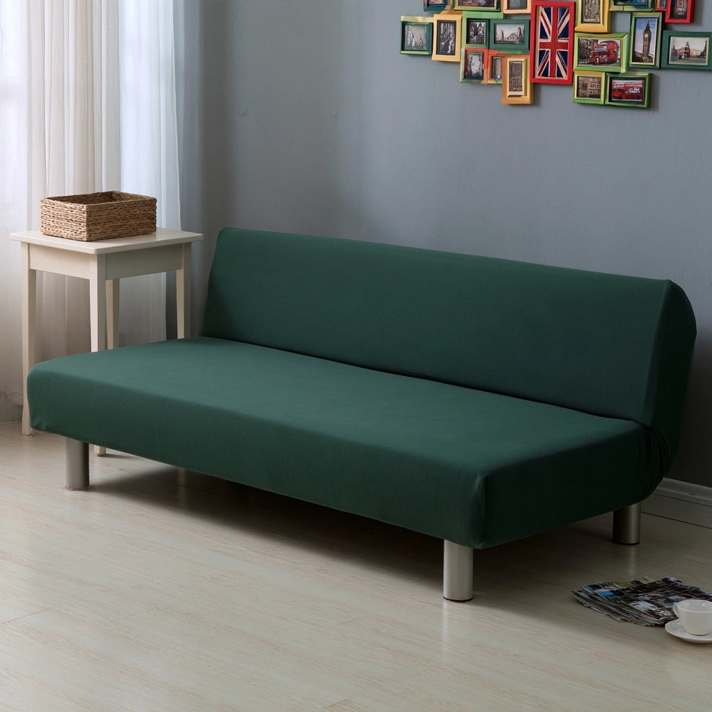 Divano contemporaneo dalle linee essenziali, colore verde scuro