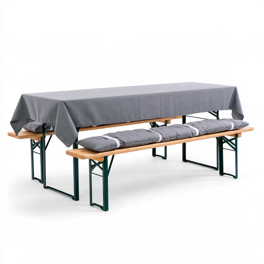 Set tavolo e panche da birreria in legno, colore legno naturale