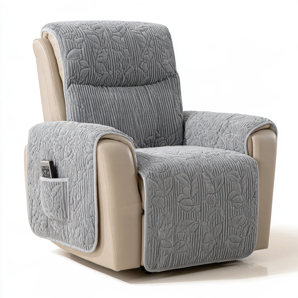 Rivestimento elasticizzato per poltrona relax in pelle, colore grigio e beige