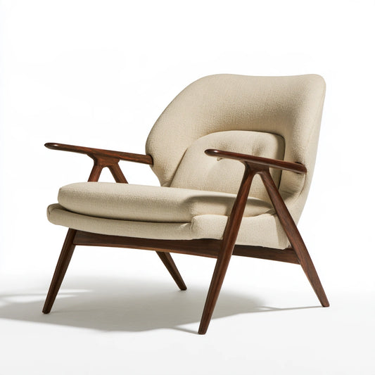 Poltrona d'accento rivestito in tessuto, colore beige