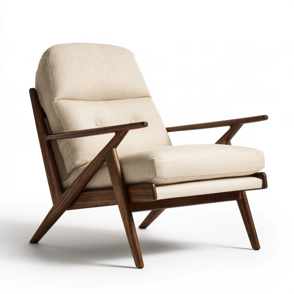 Poltrona d'accento rivestito in tessuto, colore beige