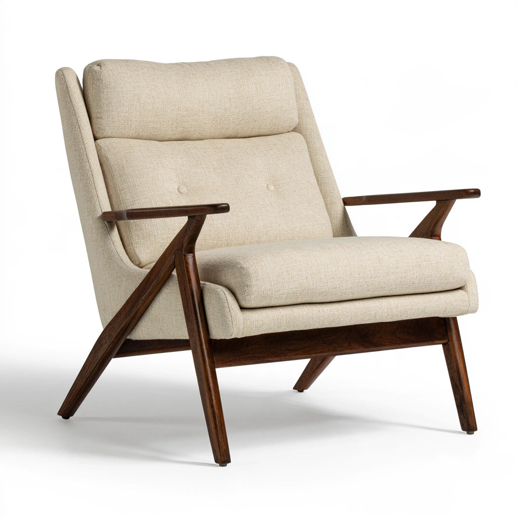 Poltrona d'accento rivestito in tessuto, colore beige
